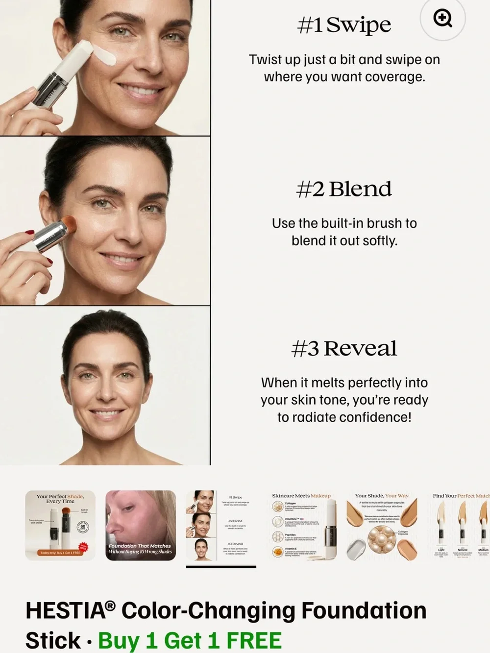 Color-Changing Foundation Stick — Light, Natural, Medium Shades